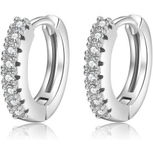 Gold Huggie Earrings for Women Rainbow Hoop Gold-Plated CZ