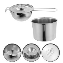 Silver Round Chocolate Melting Pot Kitchen Cookware 1 Set