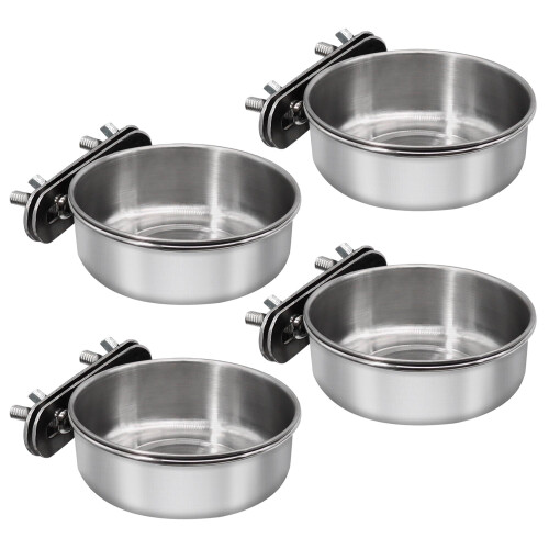 Stainless Steel Bird Feeding Dish with Clamp Holder 1 Pack