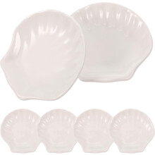 Ceramic Dessert Plates Set Shell Design White 6PCS