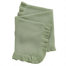 Hand-Embroidered Chunky Knit Blanket Green 30x37 inch