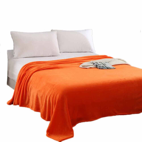 Fleece Bed Blanket Microfiber Lightweight Warm Orange