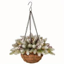 Pre-Lit Hanging Basket Indoor Outdoor Warm White LED Pine