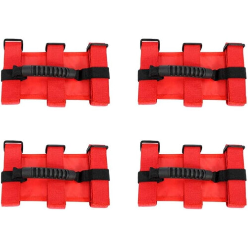 Roll Bar Grab Handle for Jeep Wrangler 4 pcs red