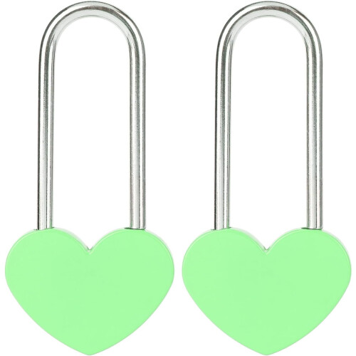 Love Lock Padlock Heart Shape 2 pcs 50 mm green