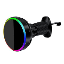 Soporte Magnético para Teléfono de Coche Qi2 de 25 W con Luz RGB, Montaje en Rejilla de Ventilación con Carga Rápida y Refrigeración para