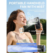 Handheld Misting Fan, Rechargeable Portable Personal Cooling Fan with 4 Speeds & Water Spray, Quiet Light Hand Fan
