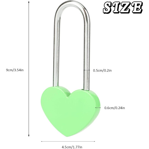 Love Lock Padlock Heart Shape 2 pcs 50 mm green 1