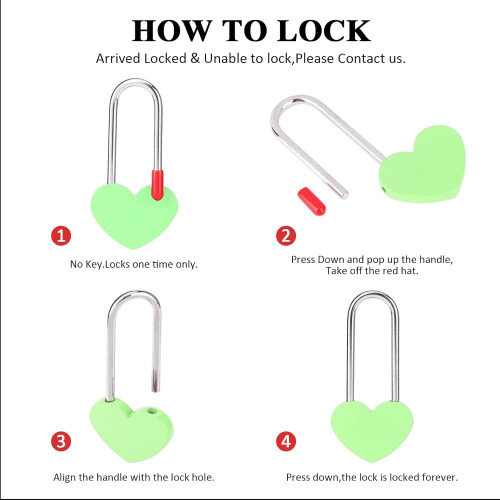 Love Lock Padlock Heart Shape 2 pcs 50 mm green 2