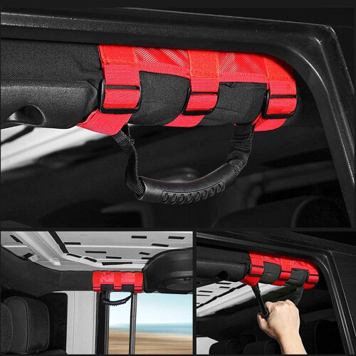 Roll Bar Grab Handle for Jeep Wrangler 4 pcs red 1