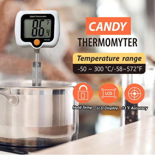 Digital Candy Thermometer with Pot Clip 10 Inch Probe 1
