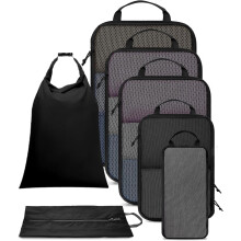 Set Reise-Organizer 7-teilig Kompressionstaschen Komplettset Schwarz — reisetaschen, kofferorganizer, kompressionsbeutel