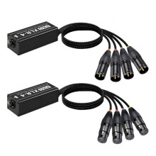 Cable XLR Multired de 4 Canales y 3 Pines para Iluminación de Sonido de Escenario y Estudio de Grabación. Macho y Hembra A RJ45 Ethercon.