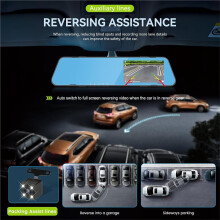 4.5 Inch Mirror Dash Cam 1080P Dual Lens with Parking Assistance and Night Vision