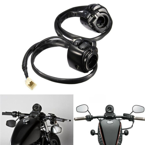 2 Pair Motorcycle Handlebar Control Lights  (25mm) with Wiring Harness for 1