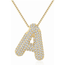 Bubble Letter Necklace 18K Gold Plated Initial Pendant