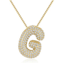 Bubble Letter Necklace 18K Gold Plated Initial Pendant
