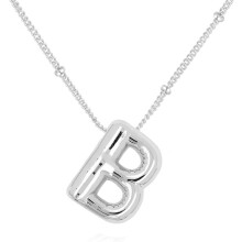 Bubble Letter Necklace 18K Gold Plated Initial Pendant