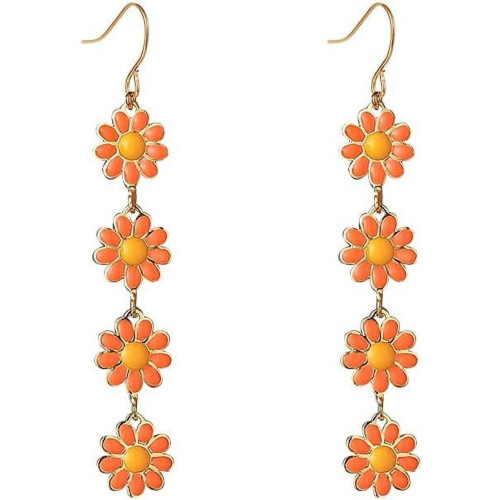 Daisy Drop Dangle Earrings for Women White Yellow Orange