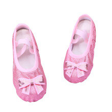 FFENYAN Girls Satin Ballet Shoes with Bow Sequins Soft Sole