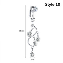 Fake Belly Button Ring Non-Piercing CZ Dangle Navel Jewelry