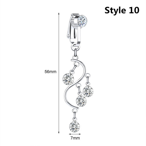 Fake Belly Button Ring Non-Piercing CZ Dangle Navel Jewelry