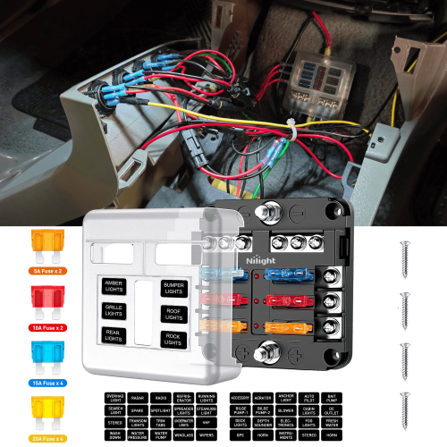 12V Waterproof Fuse Block with LED Indicator and 6 Circuits