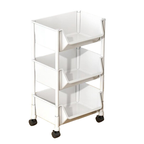 3-Tier Movable Plastic Storage Rack with Wheels 1