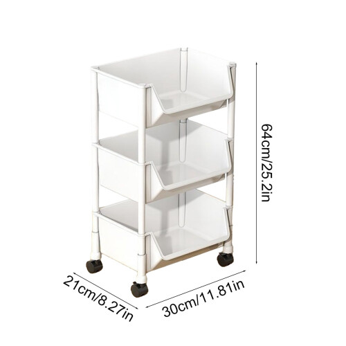 3-Tier Movable Plastic Storage Rack with Wheels 2