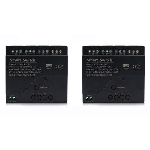 2X Tuya 4CH Wifi  Relay  Module Access Control  APP RF Remote Control 433M Works with Alexa  Home
