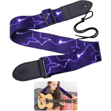 Blue Lightning Guitar Strap 5cm Wide for Electric Acoustic
