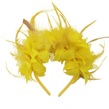 Retro Floral Feather Headpiece Bohemian Yellow