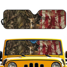 Forest Deer USA Flag Windshield Sunshade for Jeep Wrangler