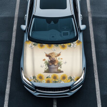 Yak Sunflower Car Hood Cover Stretchable Removable