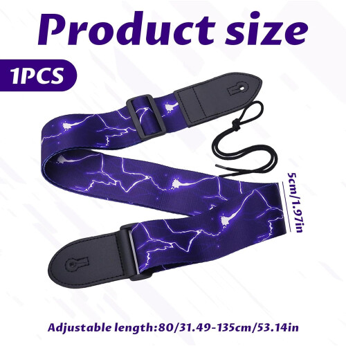 Blue Lightning Guitar Strap 5cm Wide for Electric Acoustic 1