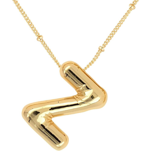 Bubble Letter Necklace 18K Gold Plated Initial Pendant