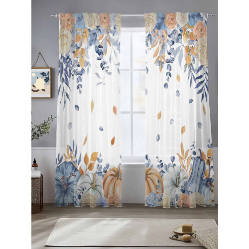 Orange Blue Fall Sheer Curtains 52x108 in 2 Panels 1
