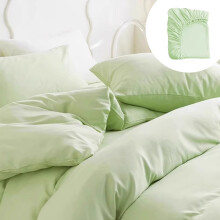 Disposable Non-Woven Bedding Set Green Pink White 4-Piece