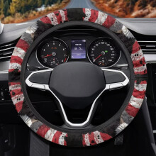 American Flag Fluffy Steering Wheel Cover 15 inch