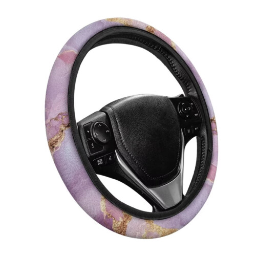 Pink Marble Steering Wheel Cover 15 Inch