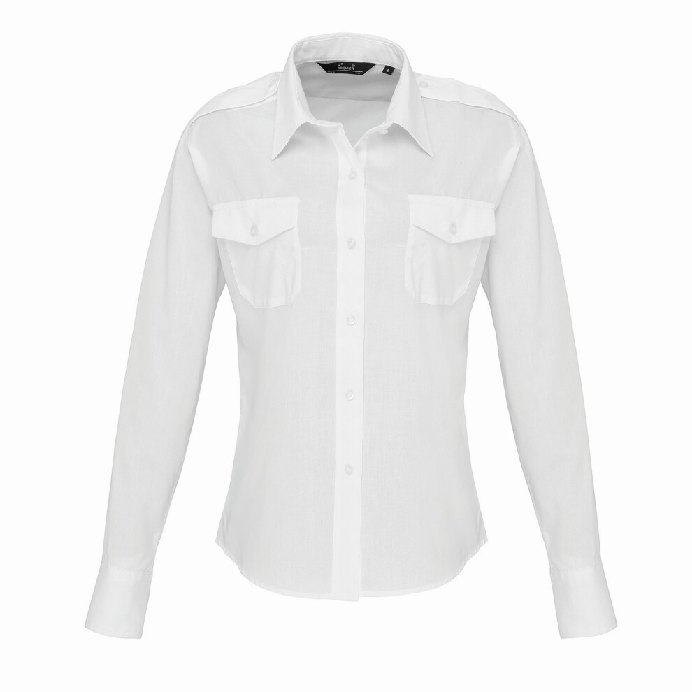 Premier (22 Uk, White) Womens/Ladies Long-Sleeved Pilot Shirt