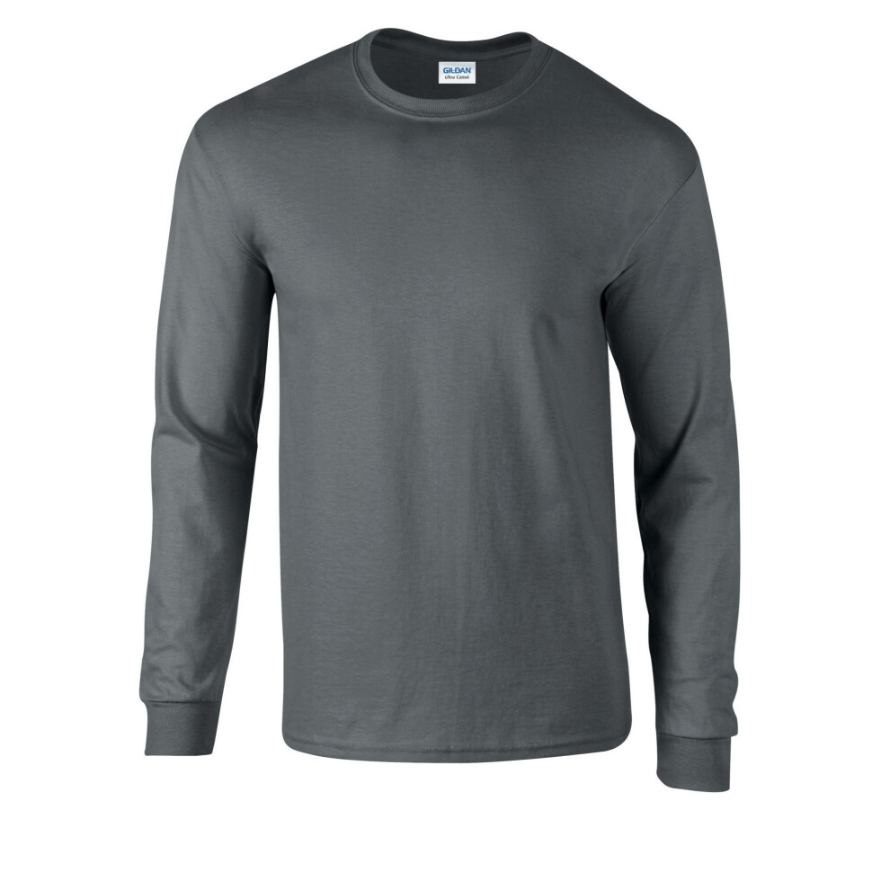 Gildan (5Xl, Charcoal) Unisex Adult Ultra Plain Cotton Long-Sleeved T-Shirt