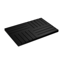 Badezimmer-Set aus Bambus (2-teilig) – Badematte aus Bambusmosaik & 95 cm hoher Handtuchhalter