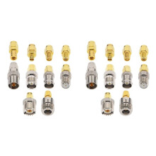 2X Set di 10 Tipi di Kit di Adattatori SMA SMA Maschio un N/F/BNC/UHF/MCX/SMB/TV/TNC Femmina Dritto Convertitore di Prova Placcato nel Oro Nichel