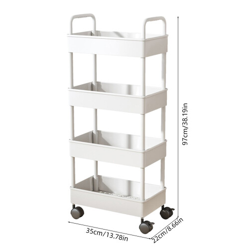 4-Tier Rolling Kitchen Storage Cart with Armrests 2