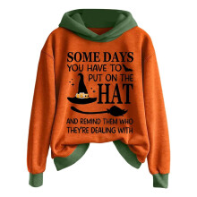 Girls Hoodie Halloween Letter Print Long Sleeve Sweatshirt