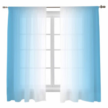 Light Blue and White Gradient Sheer Curtains 52x63 Rod