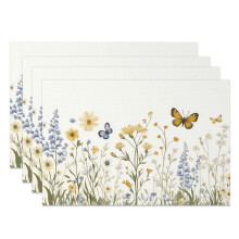 Floral Butterfly Placemats Set of 4 12x18 in