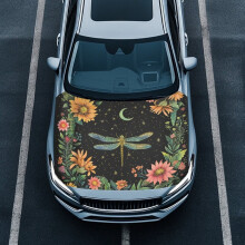 Flower Dragonfly Car Hood Cover Tear-Resistant for Most