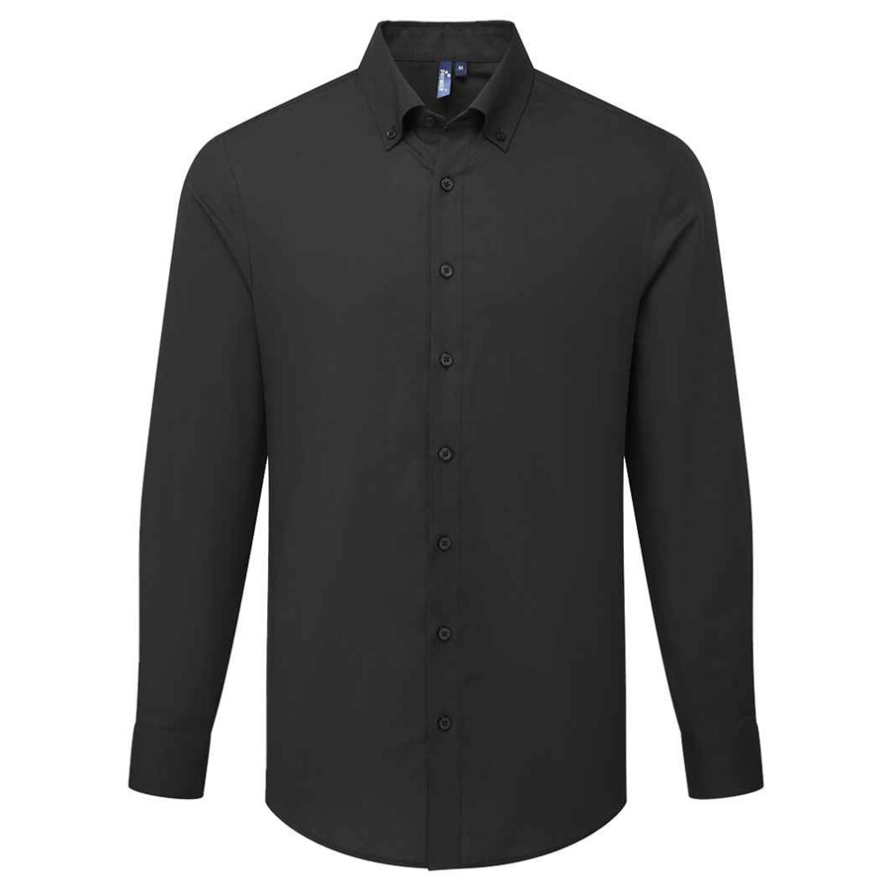 Premier (5Xl, Black) Mens Supreme Oxford Long-Sleeved Formal Shirt